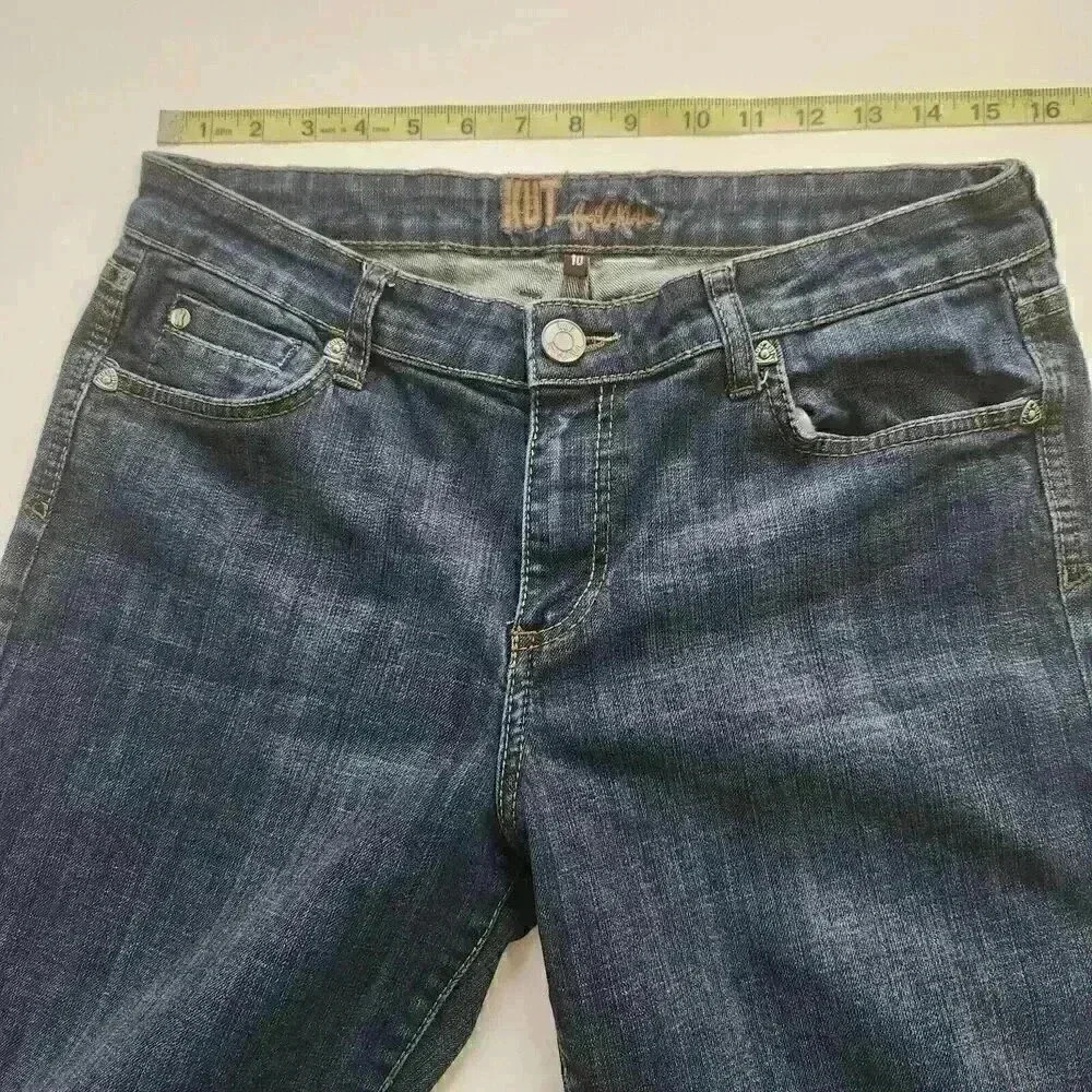 Kut From The Kloth Size 10 High Rise Jeans Dark Blue Boot Cut EUC - Picture 8 of 11
